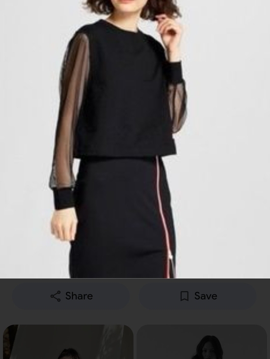 Hunter Tops - Hunter Black Sheer-Sleeve Long Sleeve Top Size M